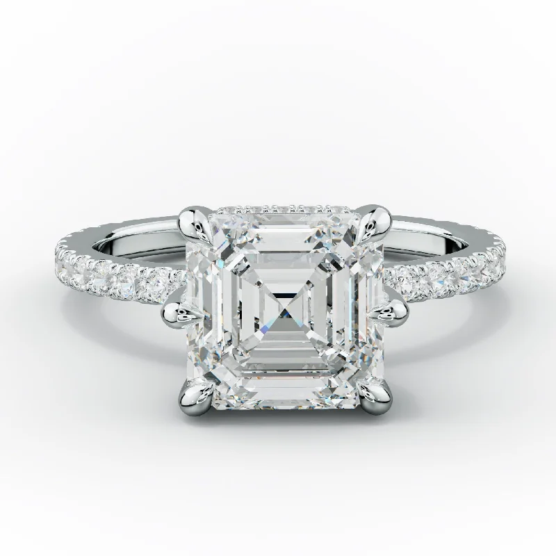 Chloe Six Prong Asscher Cut Diamond Engagement Ring