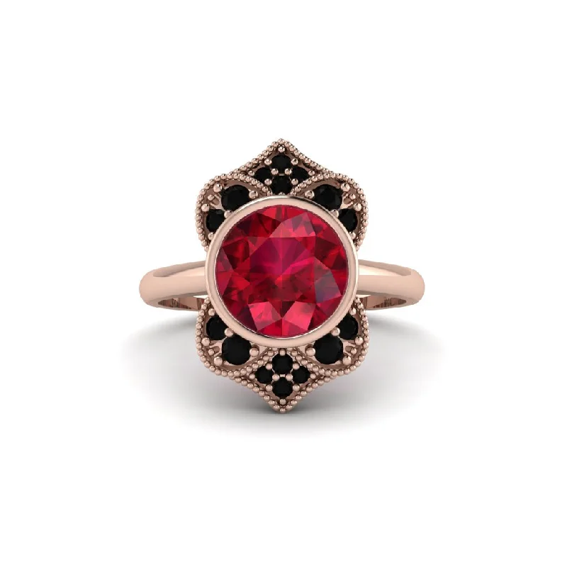 Ruby Bezel Vintage-Inspired Engagement Ring - Olive No. 41