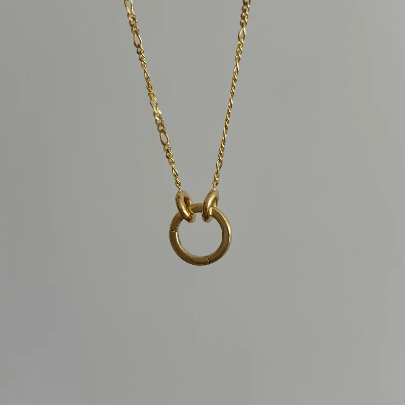 Women's necklaces everyday-sparkle-Round Charm Connector Necklace, Solid 14k Gold