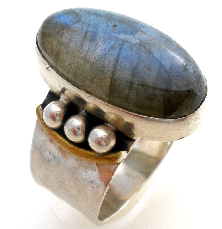 Women's rings modern-band-Labradorite Sterling Silver Size 6 Vintage