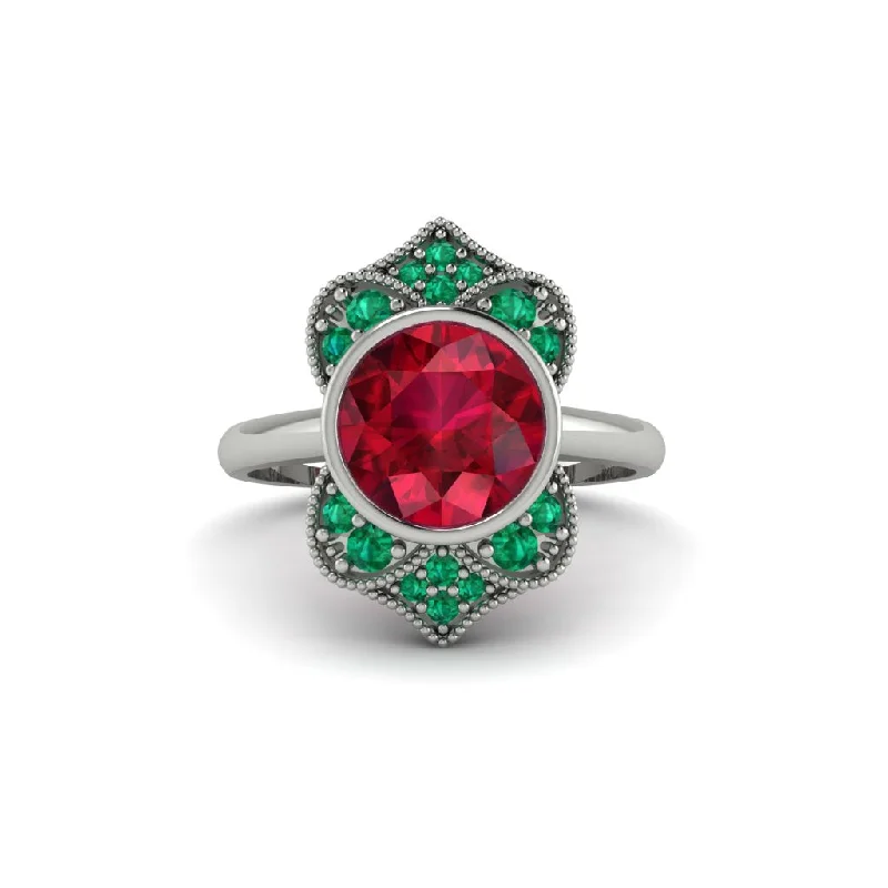 Ruby Bezel Vintage-Inspired Engagement Ring - Olive No. 27