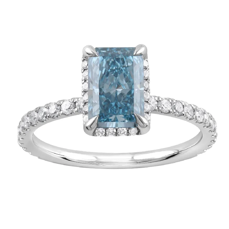 Signature EcoLove 2 CTW Fancy Blue Lab Grown Diamond Engagement Ring in 14KT White Gold