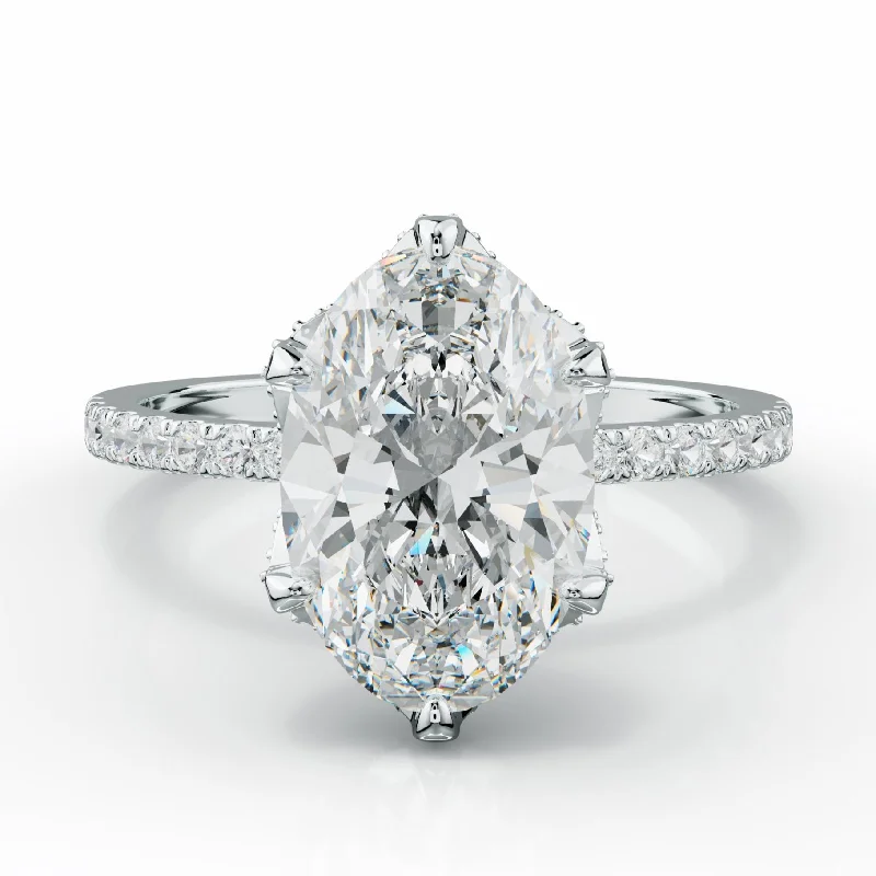 Charlotte Six Prong Oval Diamond Engagement Ring