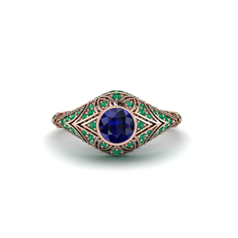 Sapphire Bezel Vintage Filigree Engagement Ring - Kendall No. 29