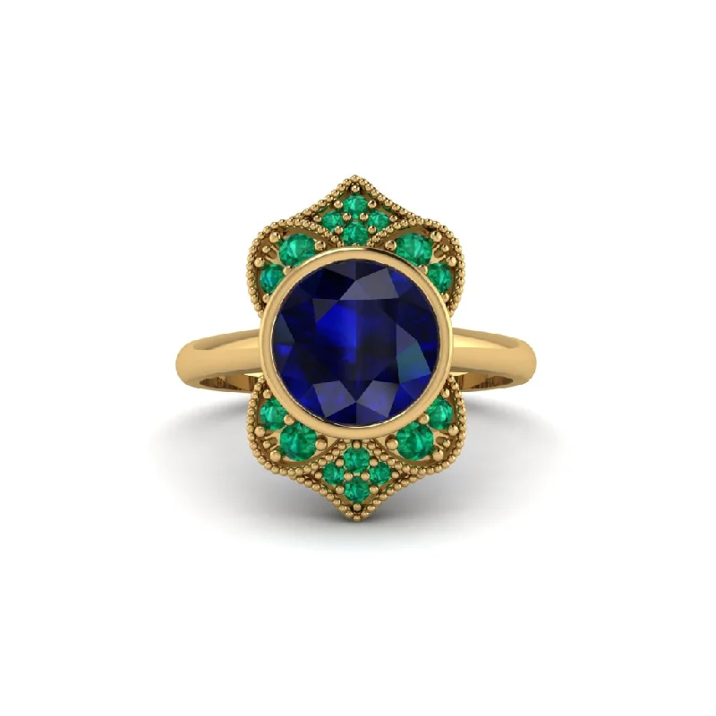 Sapphire Bezel Vintage-Inspired Engagement Ring - Olive No. 28