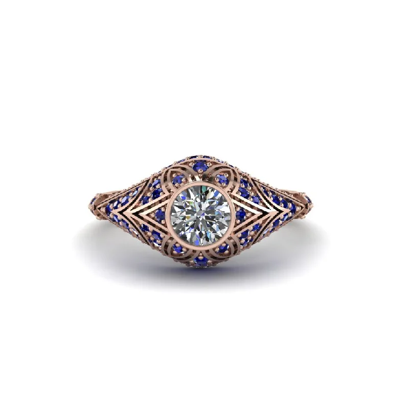 Diamond Bezel Vintage Filigree Engagement Ring - Kendall No. 62