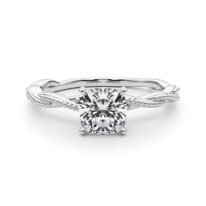 Anastasia Twisted Vine Cushion Diamond Solitaire Engagement Ring