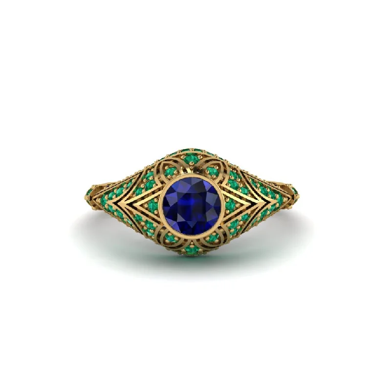 Sapphire Bezel Vintage Filigree Engagement Ring - Kendall No. 28