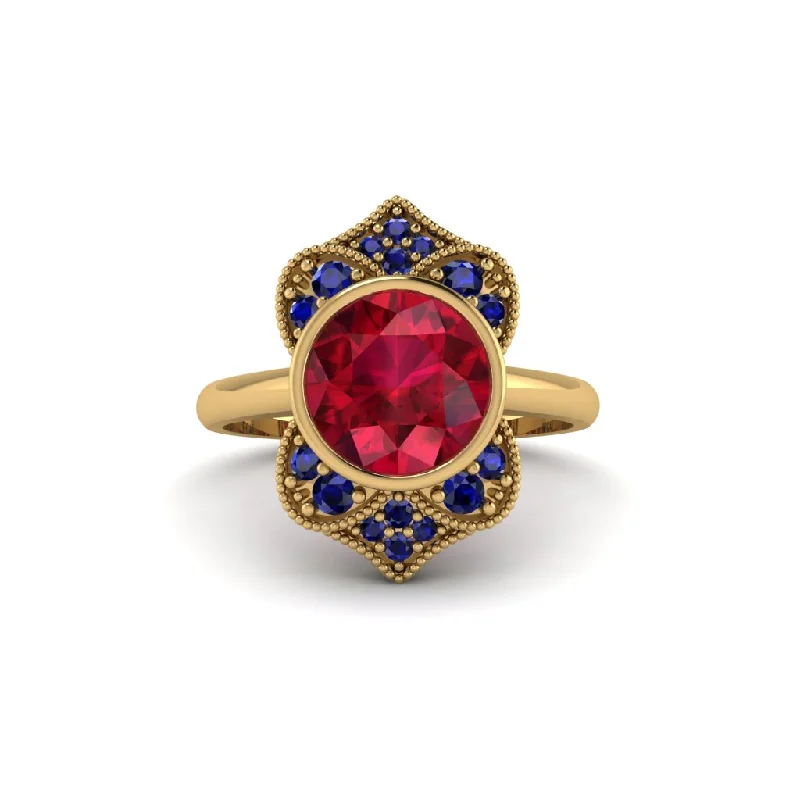 Ruby Bezel Vintage-Inspired Engagement Ring - Olive No. 70