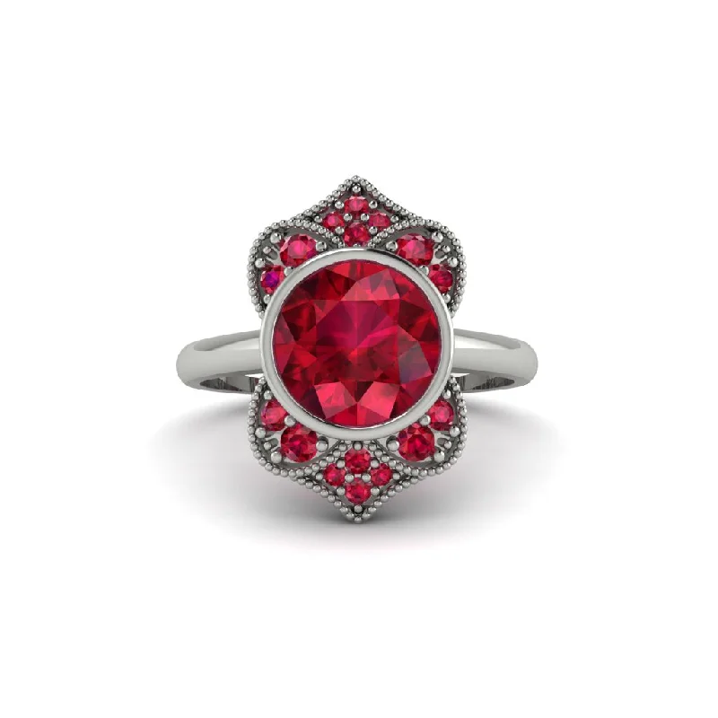 Ruby Bezel Vintage-Inspired Engagement Ring - Olive No. 57