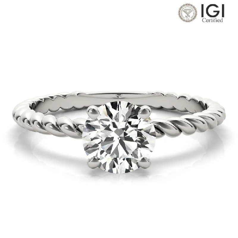 Eleanor Round Lab Grown Diamond Solitaire Engagement Ring IGI Certified