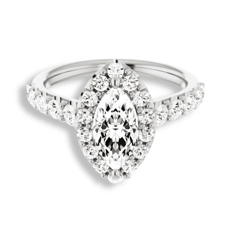 Marquise Cut Diamond Halo Engagement Ring