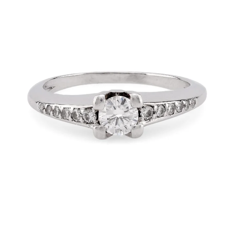 Modern French Diamond Platinum Engagement Ring