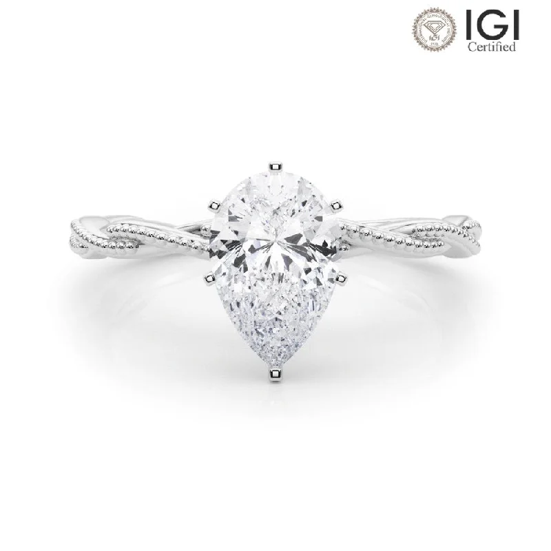 Anastasia Twisted Vine Pear Lab Grown Diamond Solitaire Engagement Ring IGI Certified