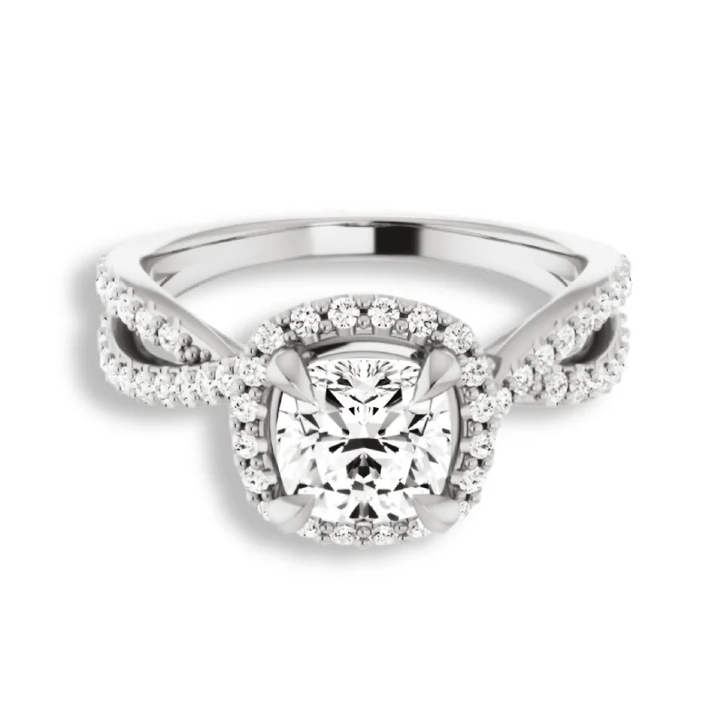 Cushion Cut Diamond Halo Engagement Ring