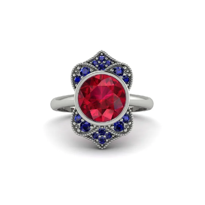 Ruby Bezel Vintage-Inspired Engagement Ring - Olive No. 72