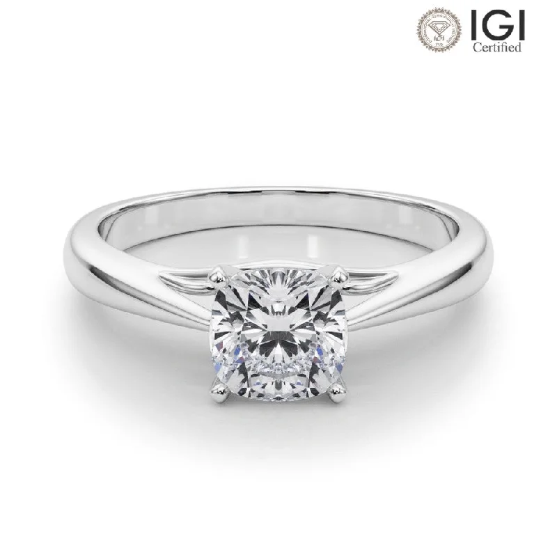 Katerina Cushion Lab Grown Diamond Solitaire Engagement Ring IGI Certified