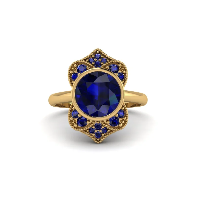 Sapphire Bezel Vintage-Inspired Engagement Ring - Olive No. 73