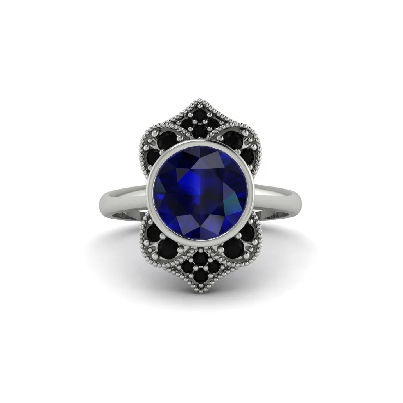 Sapphire Bezel Vintage-Inspired Engagement Ring - Olive No. 45