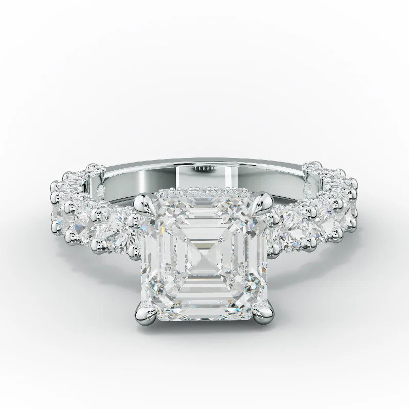 Savannah - Asscher Cut Diamond Engagement Ring With Accented Sidestones