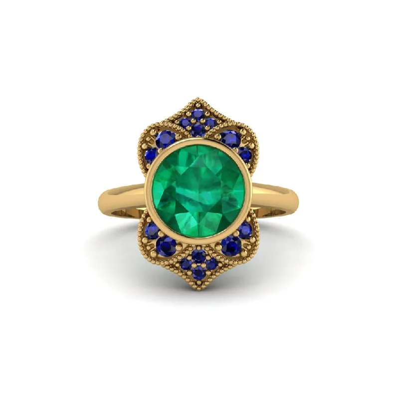 Emerald Bezel Vintage-Inspired Engagement Ring - Olive No. 64