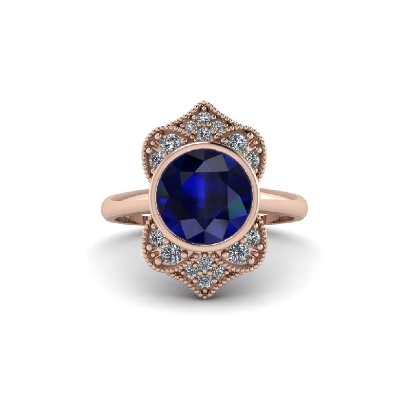 Sapphire Bezel Vintage-Inspired Engagement Ring - Olive No. 14