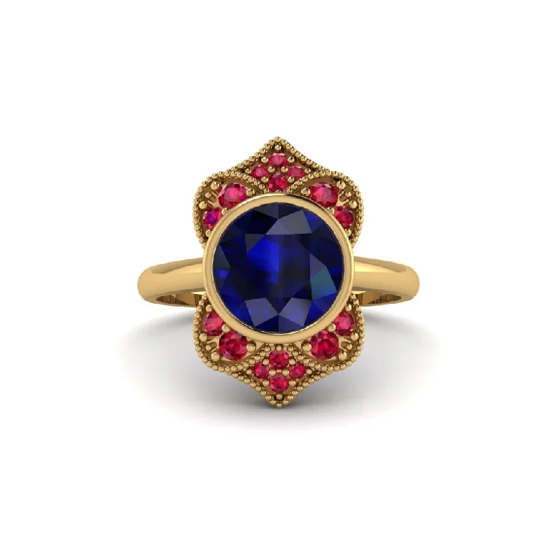 Sapphire Bezel Vintage-Inspired Engagement Ring - Olive No. 58