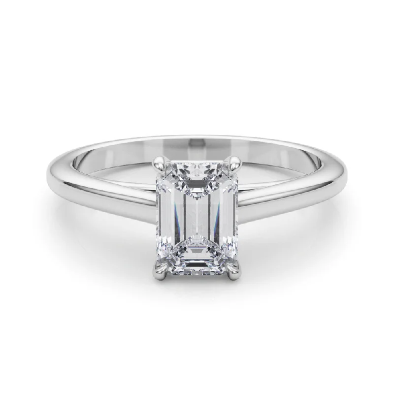 Amelia Emerald Diamond Solitaire Engagement Ring