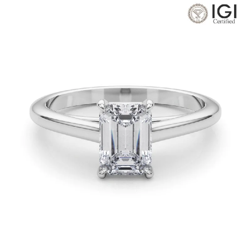 Amelia Emerald Lab Grown Diamond Solitaire Engagement Ring IGI Certified