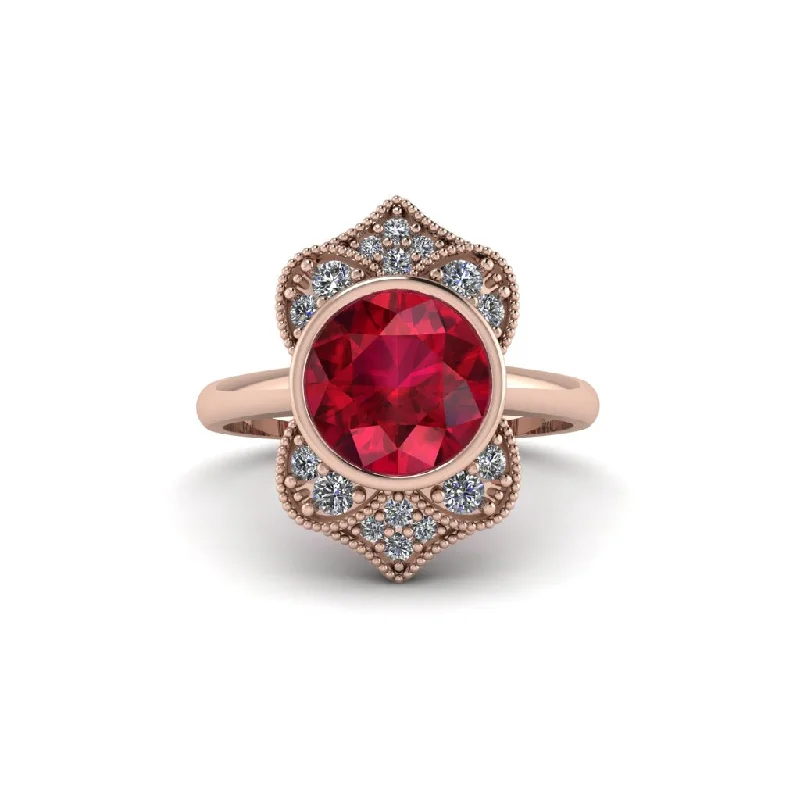 Ruby Bezel Vintage-Inspired Engagement Ring - Olive No. 11