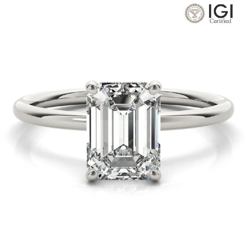 Madilyn Emerald Lab Grown Diamond Solitaire Engagement Ring IGI Certified