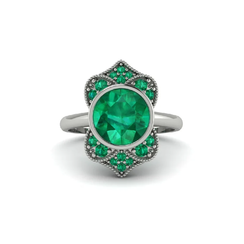 Emerald Bezel Vintage-Inspired Engagement Ring - Olive No. 21