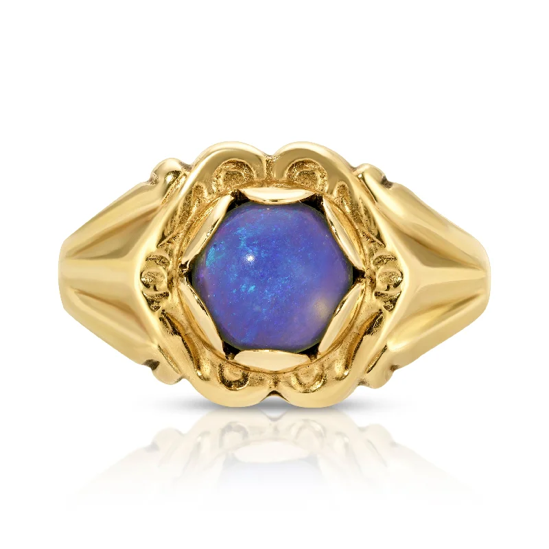 Women's rings premium-gold-Vintage Moonstone Gypsy Ring