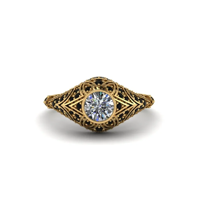 Diamond Bezel Vintage Filigree Engagement Ring - Kendall No. 31