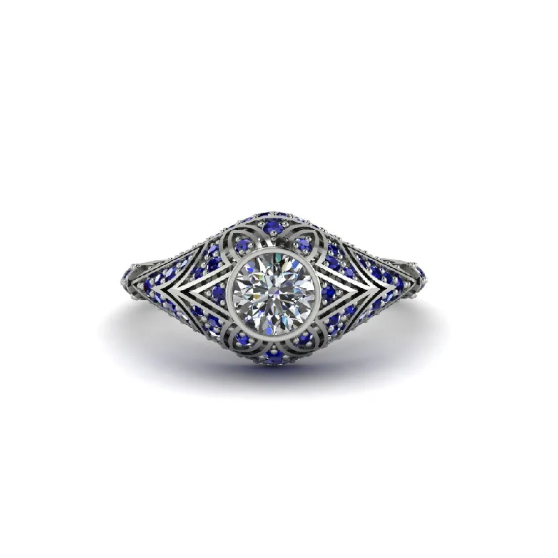 Diamond Bezel Vintage Filigree Engagement Ring - Kendall No. 63