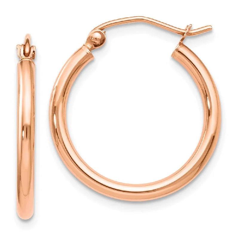 2mm Round Hoop Earrings in 14k Rose Gold, 20mm (3/4 Inch)