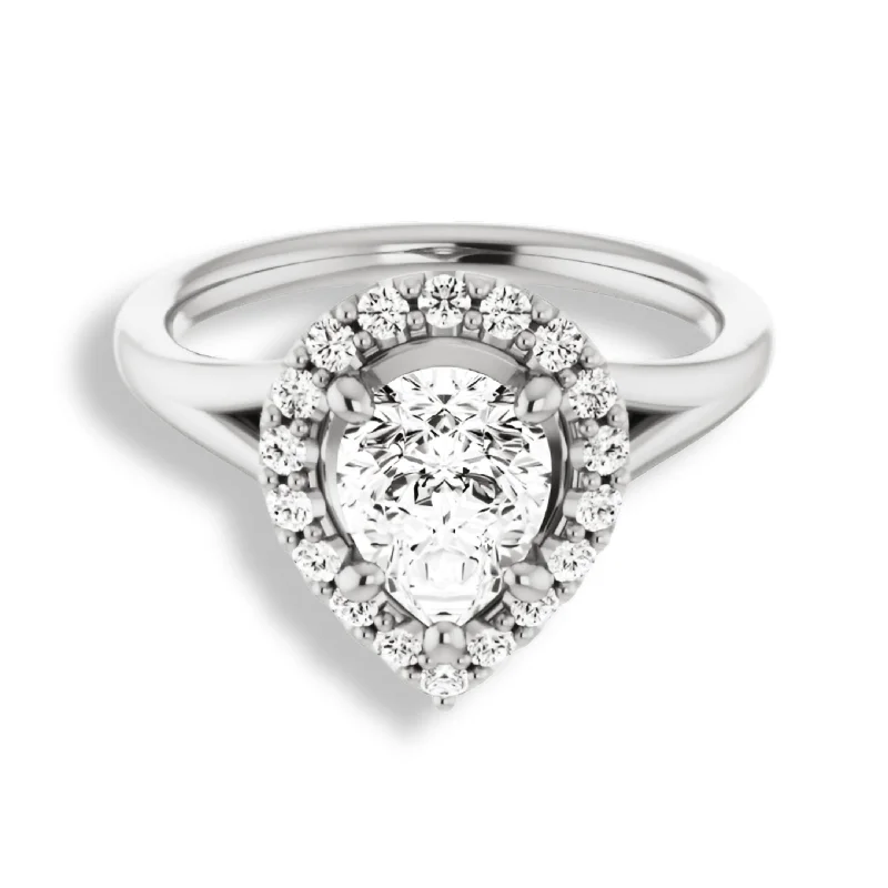 Pear Cut Diamond Halo Engagement Ring