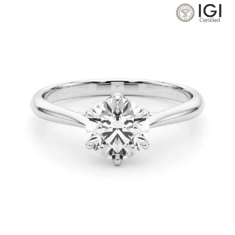 Elizabeth Round Lab Grown Diamond Solitaire Engagement Ring IGI Certified