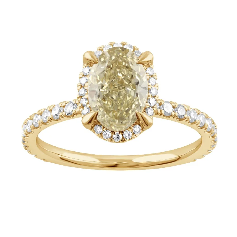 Signature EcoLove 2 CTW Fancy Yellow Lab Grown Diamond Engagement Ring in 14KT Yellow Gold