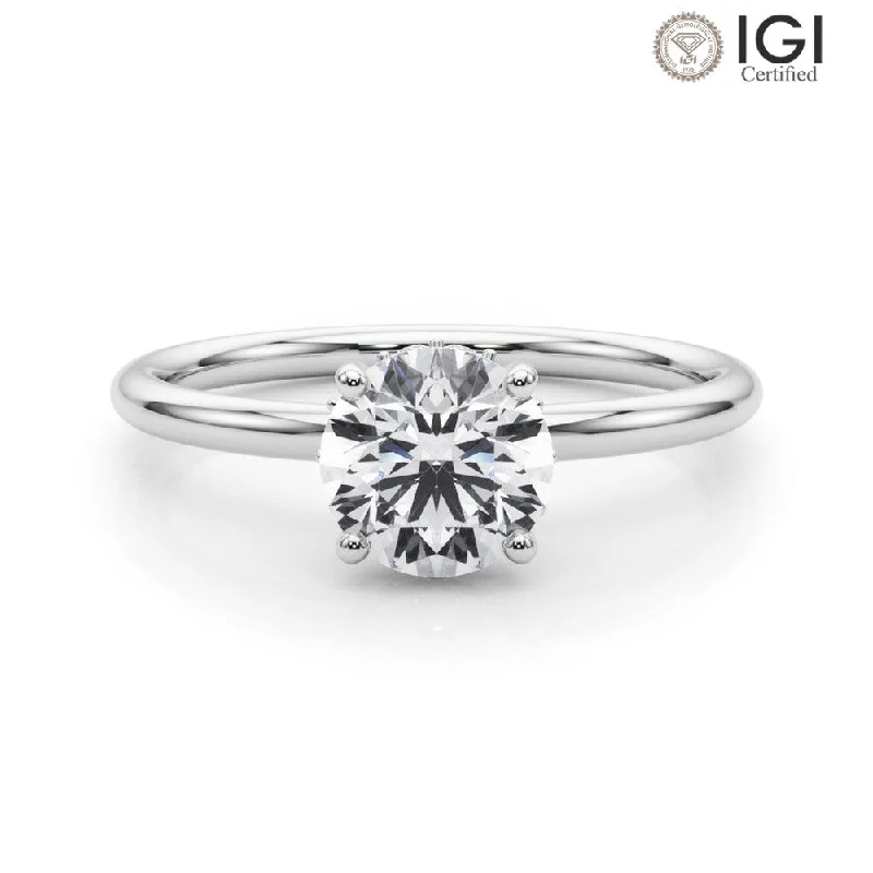 Eva Round Lab Grown Diamond Solitaire Engagement Ring IGI Certified