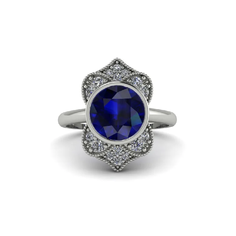 Sapphire Bezel Vintage-Inspired Engagement Ring - Olive No. 15