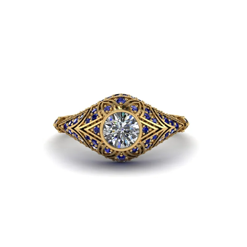 Diamond Bezel Vintage Filigree Engagement Ring - Kendall No. 61