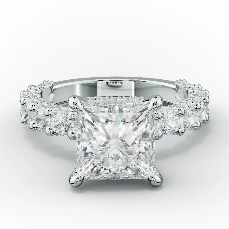 Savannah Princess Cut Diamond Engagement Ring With Accented Side stones