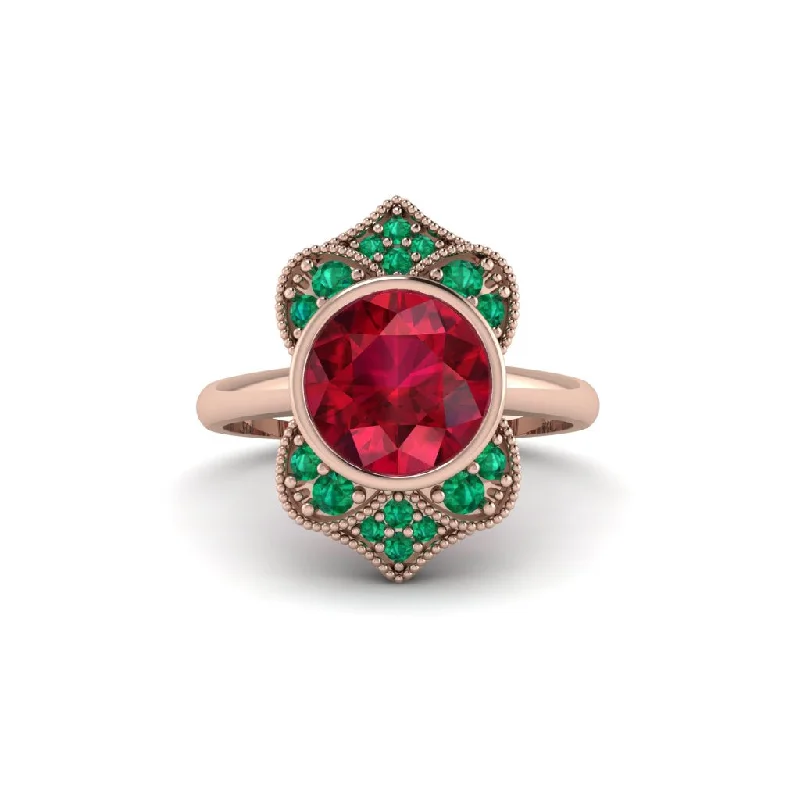 Ruby Bezel Vintage-Inspired Engagement Ring - Olive No. 26