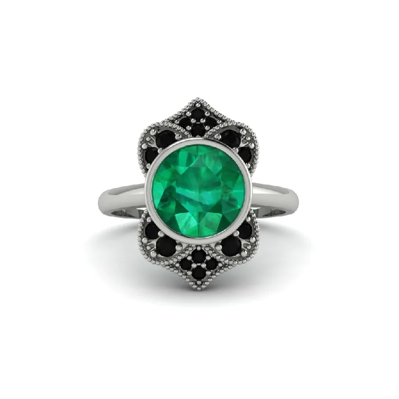 Emerald Bezel Vintage-Inspired Engagement Ring - Olive No. 36