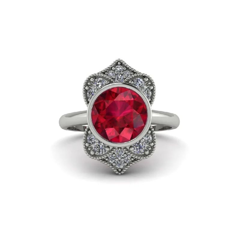 Ruby Bezel Vintage-Inspired Engagement Ring - Olive No. 12