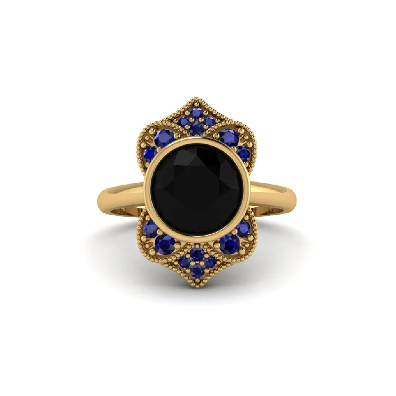 Black Diamond Bezel Vintage-Inspired Engagement Ring - Olive No. 67