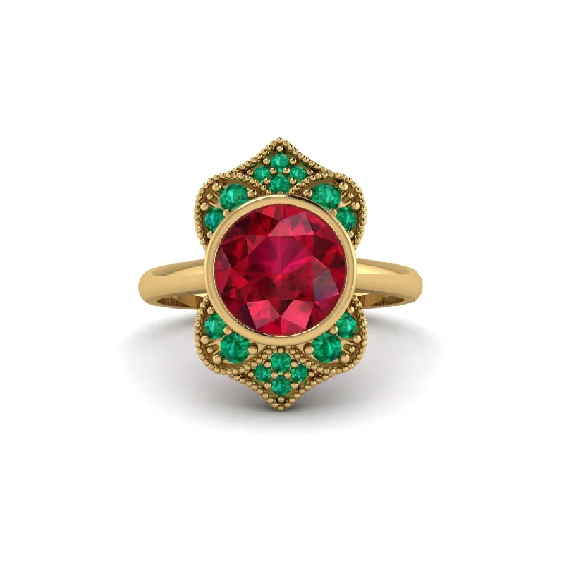 Ruby Bezel Vintage-Inspired Engagement Ring - Olive No. 25