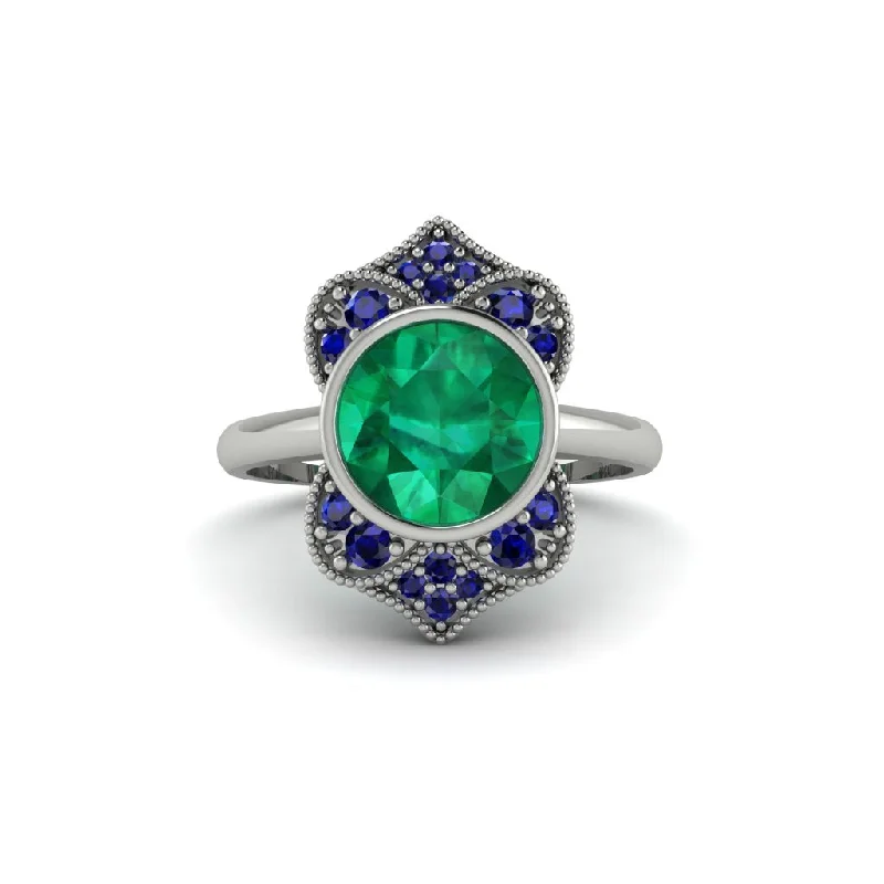 Emerald Bezel Vintage-Inspired Engagement Ring - Olive No. 66