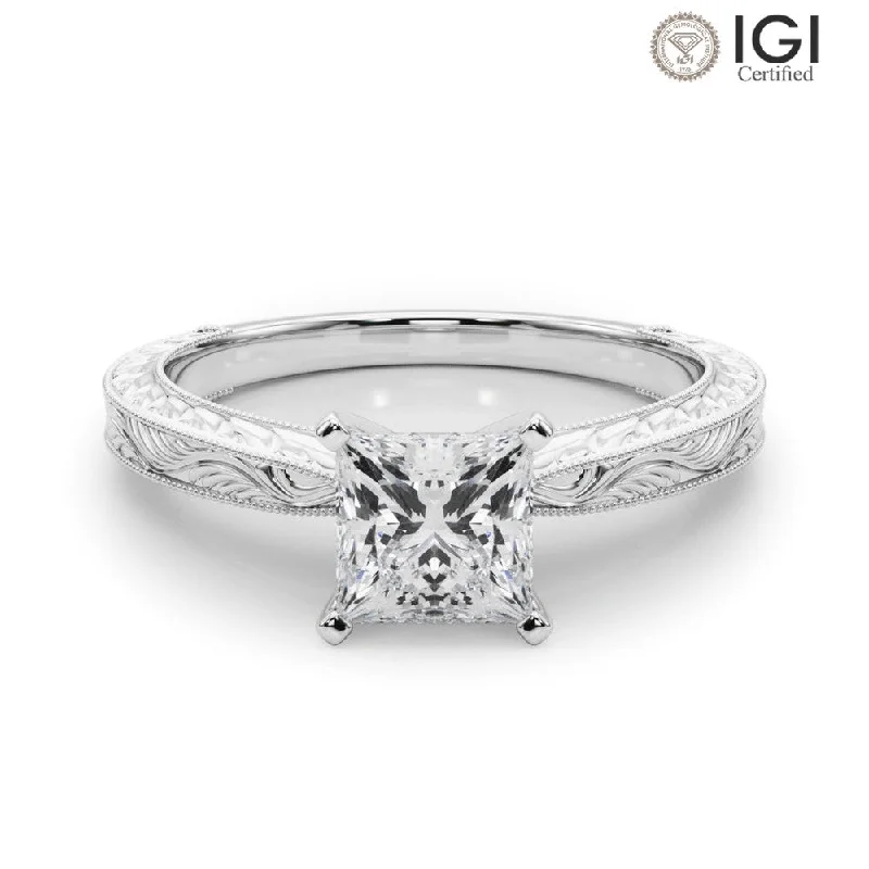 Victoria Princess Lab Grown Diamond Solitaire Engagement Ring IGI Certified